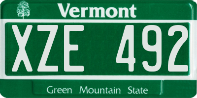 VT license plate XZE492