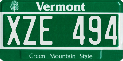 VT license plate XZE494
