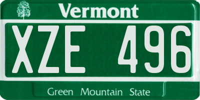 VT license plate XZE496