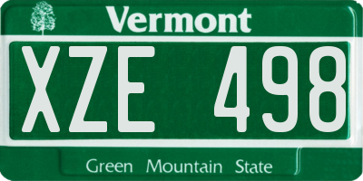 VT license plate XZE498