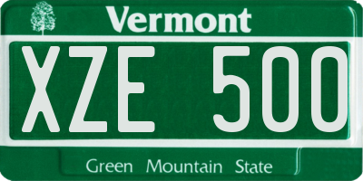 VT license plate XZE500