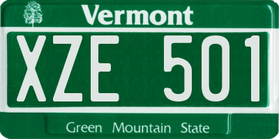 VT license plate XZE501