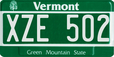 VT license plate XZE502