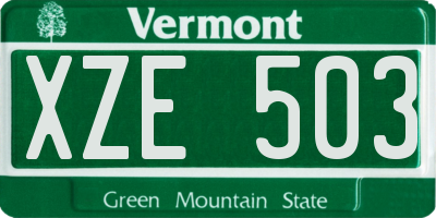 VT license plate XZE503