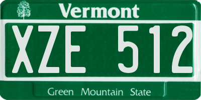 VT license plate XZE512