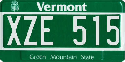 VT license plate XZE515