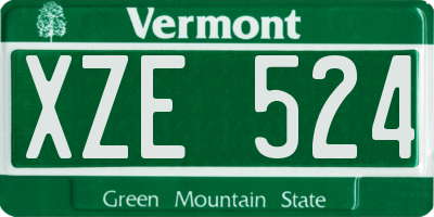 VT license plate XZE524