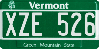 VT license plate XZE526