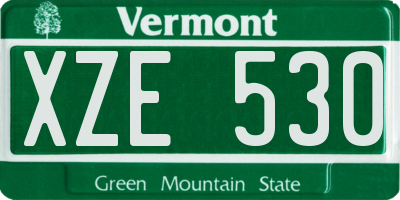 VT license plate XZE530
