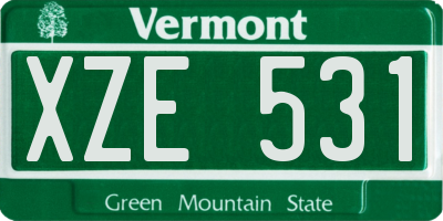 VT license plate XZE531