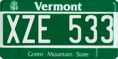 VT license plate XZE533