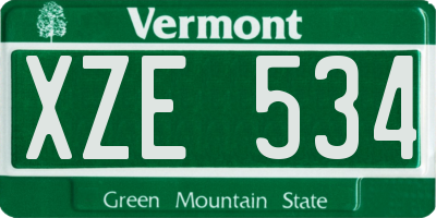 VT license plate XZE534