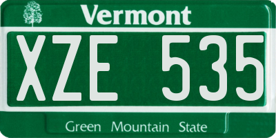 VT license plate XZE535