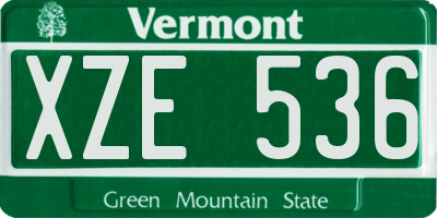 VT license plate XZE536