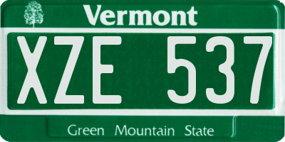 VT license plate XZE537