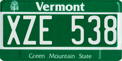 VT license plate XZE538