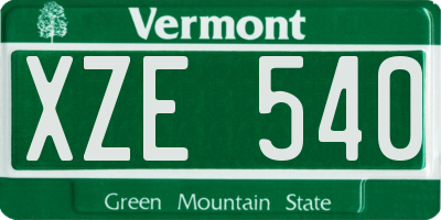 VT license plate XZE540