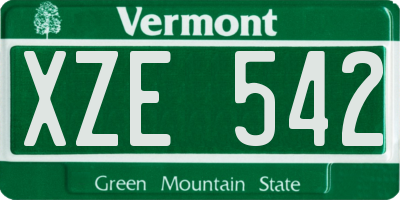 VT license plate XZE542
