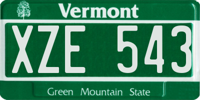 VT license plate XZE543