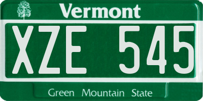 VT license plate XZE545