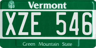 VT license plate XZE546