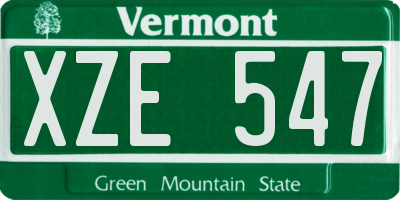 VT license plate XZE547