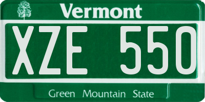 VT license plate XZE550