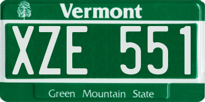 VT license plate XZE551