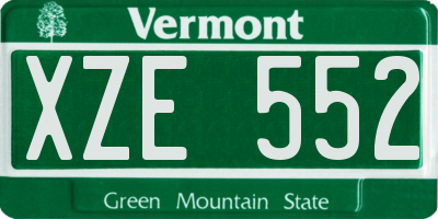 VT license plate XZE552