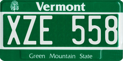 VT license plate XZE558