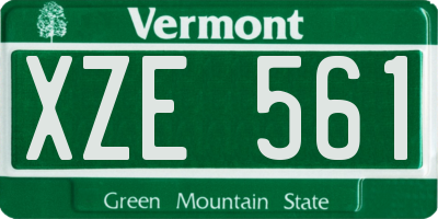 VT license plate XZE561