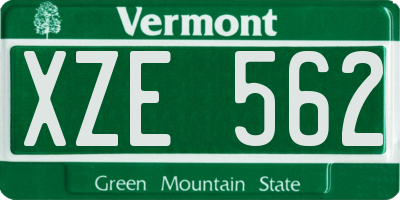 VT license plate XZE562