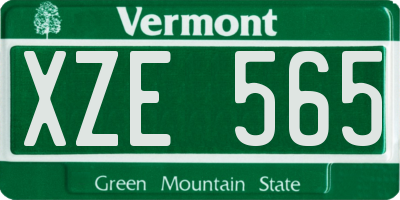 VT license plate XZE565