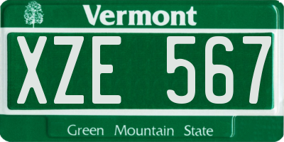 VT license plate XZE567