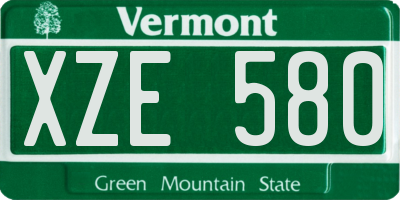 VT license plate XZE580