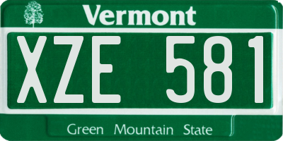 VT license plate XZE581