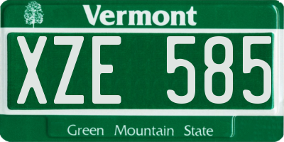 VT license plate XZE585
