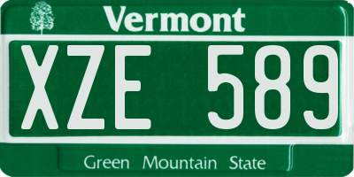 VT license plate XZE589