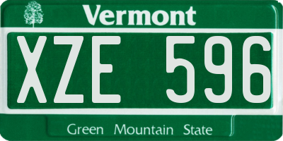 VT license plate XZE596