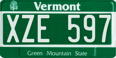 VT license plate XZE597