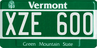 VT license plate XZE600