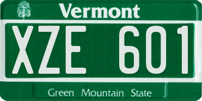 VT license plate XZE601