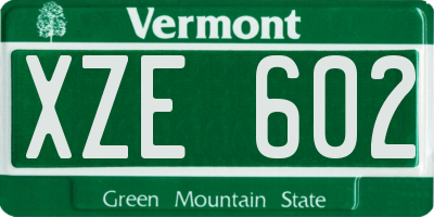 VT license plate XZE602