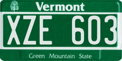 VT license plate XZE603
