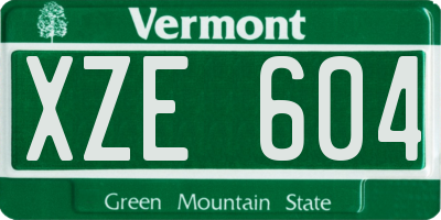 VT license plate XZE604