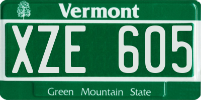 VT license plate XZE605