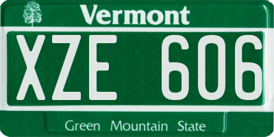 VT license plate XZE606