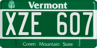 VT license plate XZE607