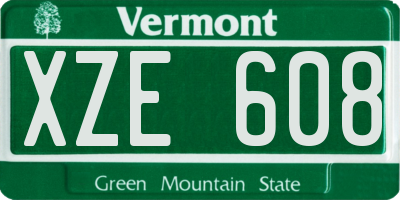 VT license plate XZE608