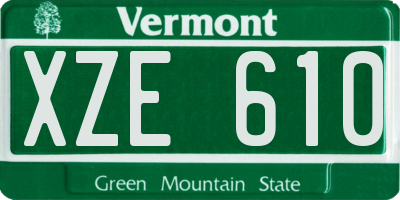 VT license plate XZE610
